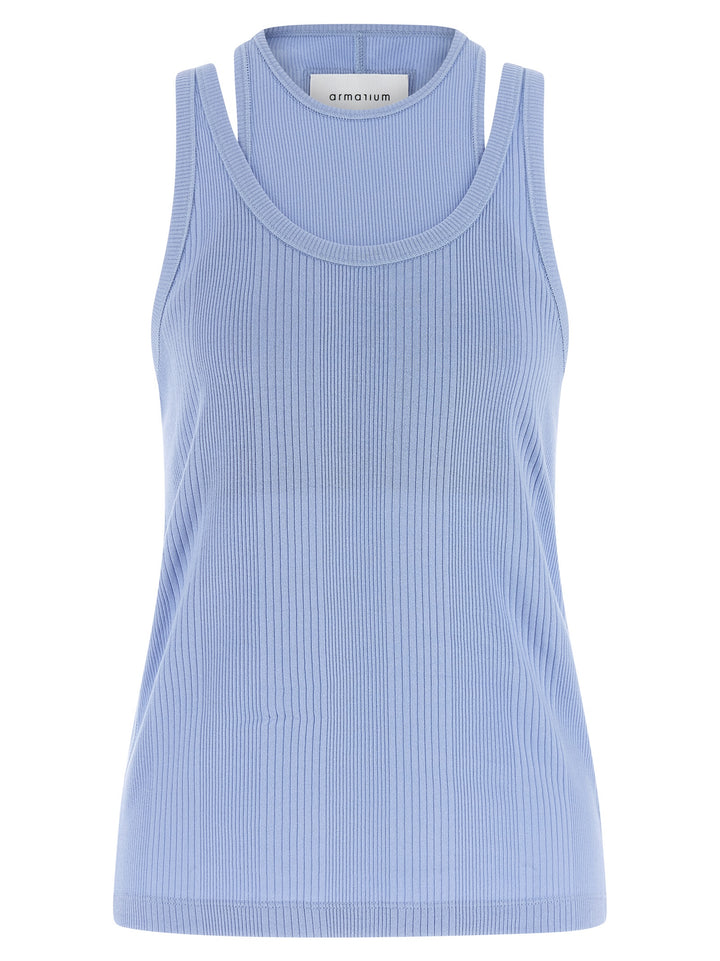 Armarium Blue Cotton Sleeveles T-Shirt
