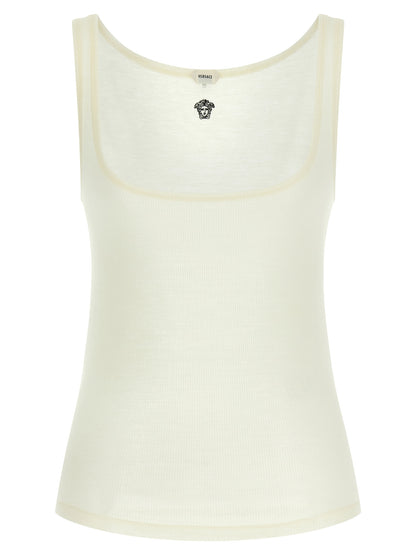 Versace White Virgin Wool Sleeveles T-Shirt