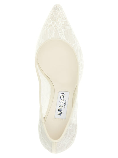 Jimmy Choo White Tencel High Heel Pumps