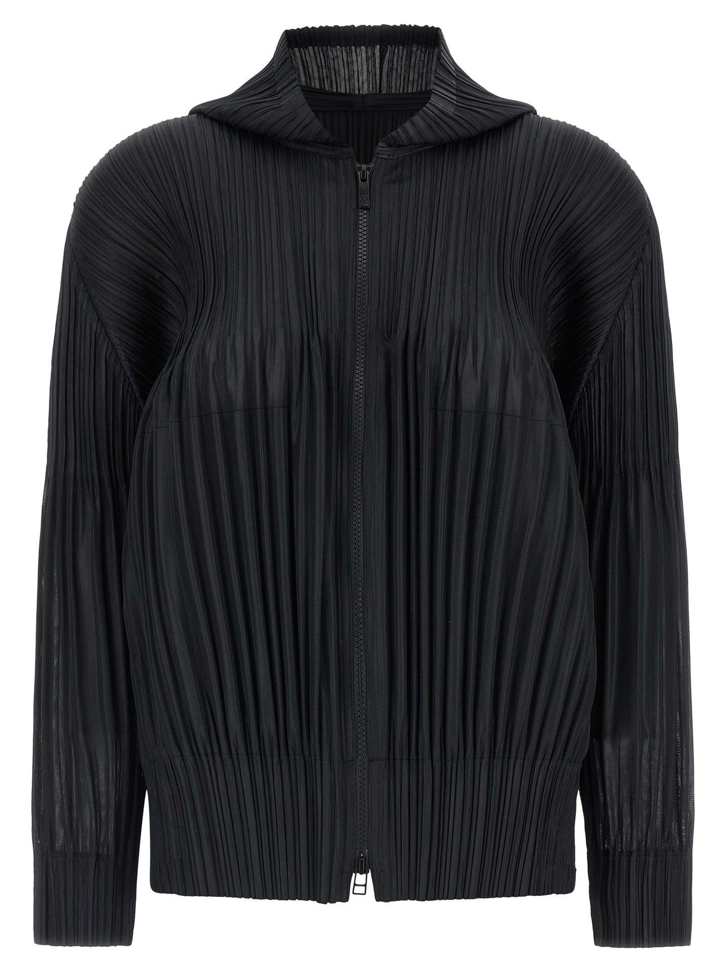 PLEATS PLEASE ISSEY MIYAKE Black Polyester Cardigan