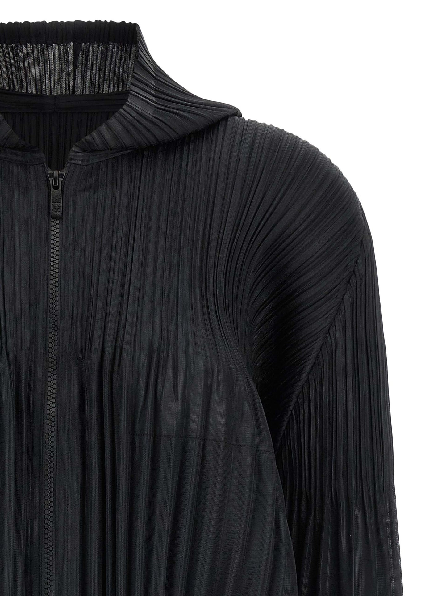 PLEATS PLEASE ISSEY MIYAKE Black Polyester Cardigan