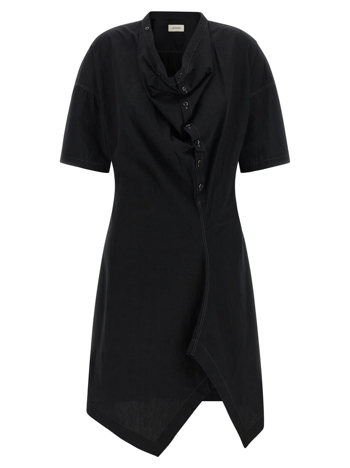 Lemaire Black Cotton Midi Dress