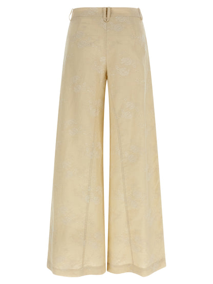 PINKO Beige Linen Flared Pants