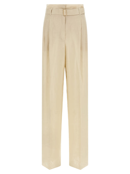 Max Mara Beige Linen Casual Pants