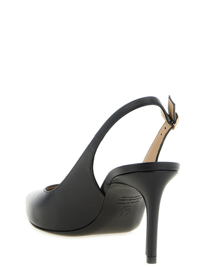 Stuart Weitzman Black Calfskin Mid Heel Pumps