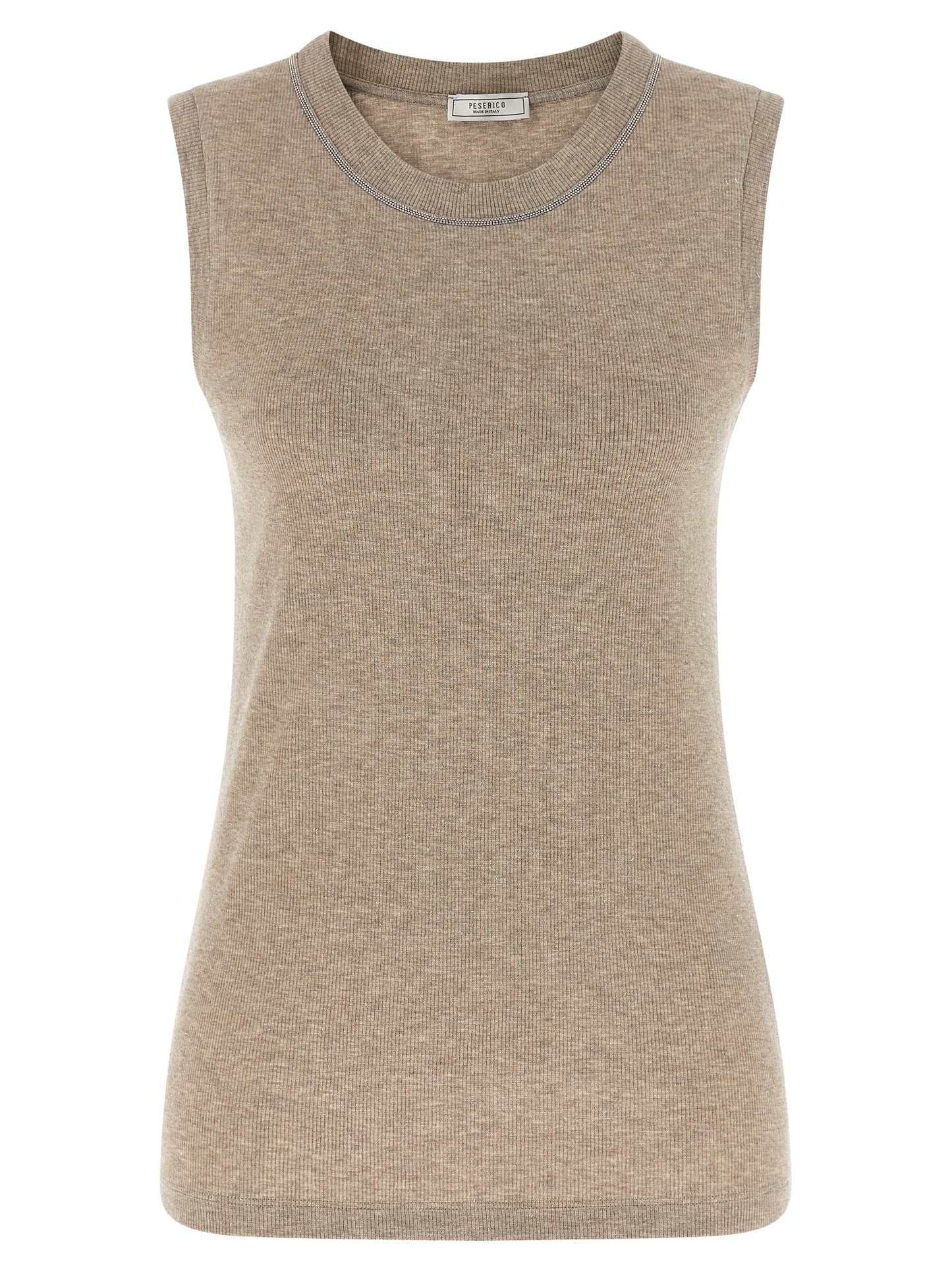 Peserico Beige Viscose Sleeveles T-Shirt