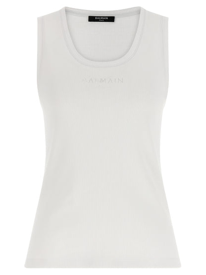 Balmain White Cotton Tank Tops