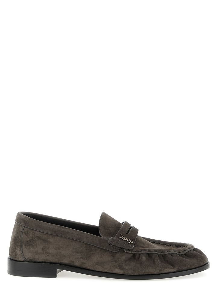 Saint Laurent Brown Calfskin Slip-On Loafers