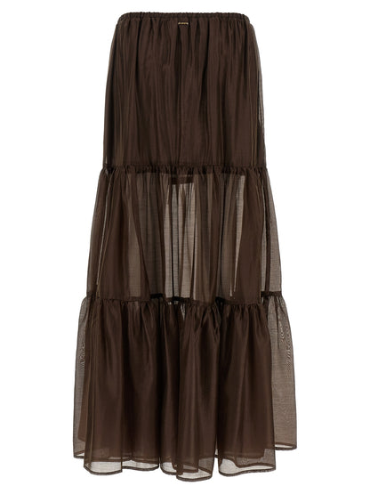Twinset Brown Lycra Mini Skirt