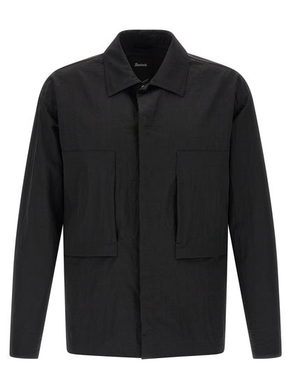 LAMINAR Black Polyamide Full-Length Jacket