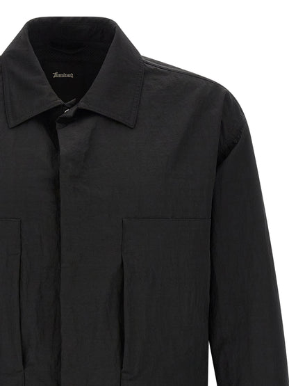 LAMINAR Black Polyamide Full-Length Jacket