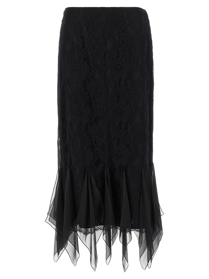 Valentino Garavani Black Cotton Midi Skirt
