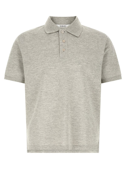 Saint Laurent Gray Cotton Polo Shirt