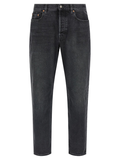 Saint Laurent Black Cotton Straight-Leg Jeans