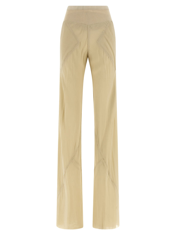 Rick Owens Beige Silk Flared Pants