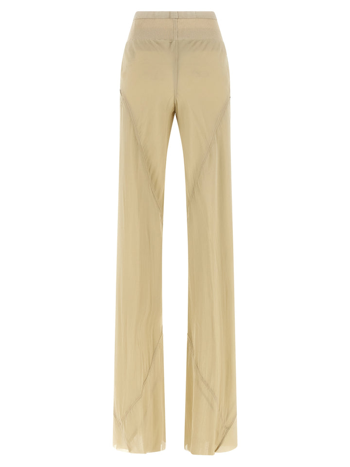 Rick Owens Beige Silk Flared Pants