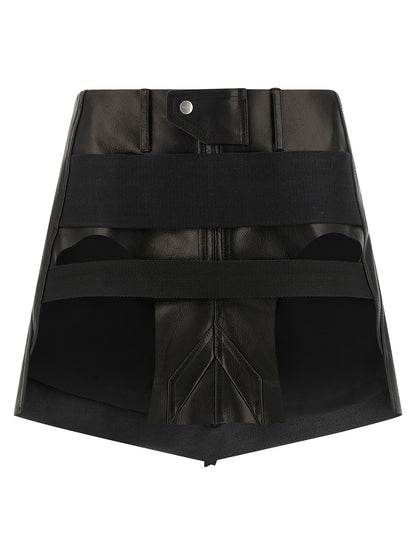Rick Owens Black Calfskin Long Skirt