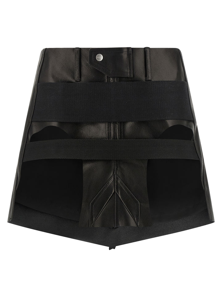 Rick Owens Black Calfskin Long Skirt