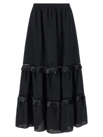 Kiton Black Linen Mini Skirt