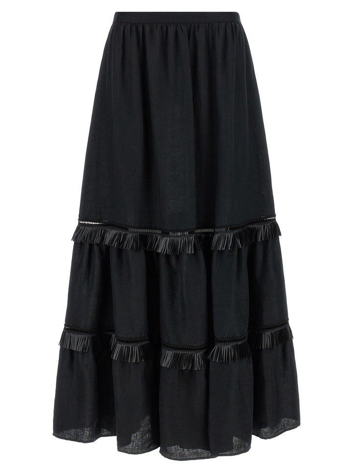 Kiton Black Linen Mini Skirt