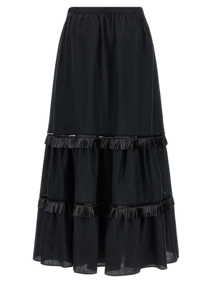 Kiton Black Linen Mini Skirt