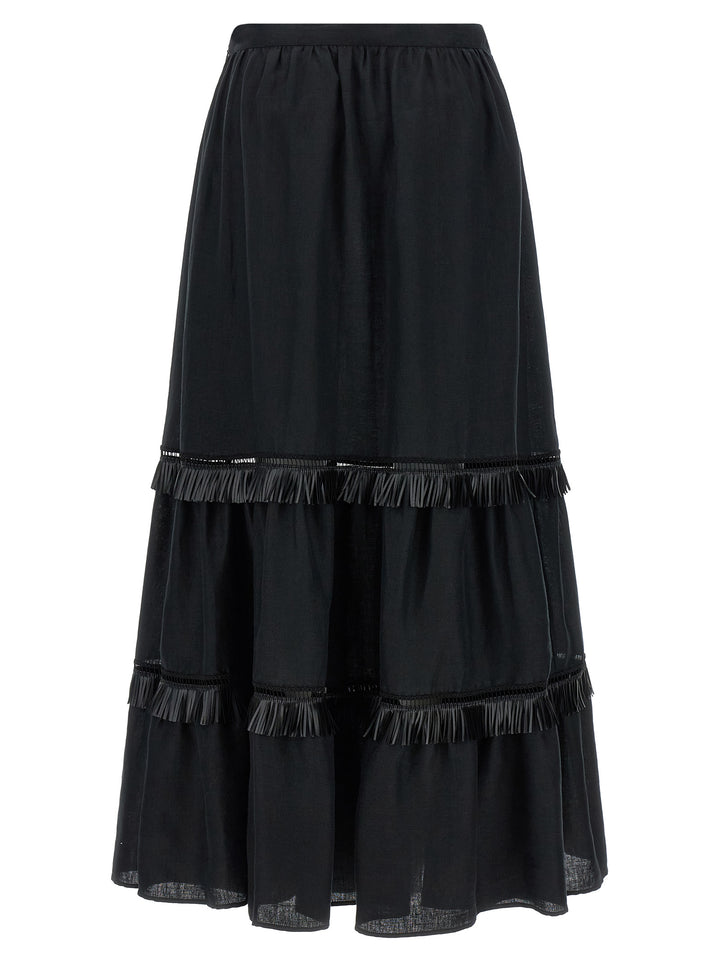 Kiton Black Linen Mini Skirt