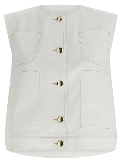 Fabiana Filippi White Cotton Sleeveless Jacket