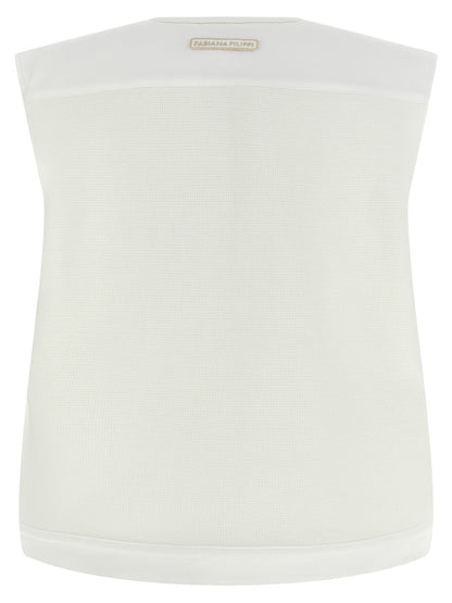 Fabiana Filippi White Cotton Sleeveless Jacket