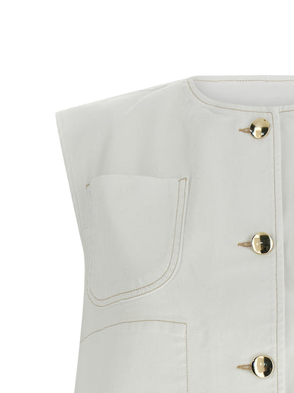 Fabiana Filippi White Cotton Sleeveless Jacket