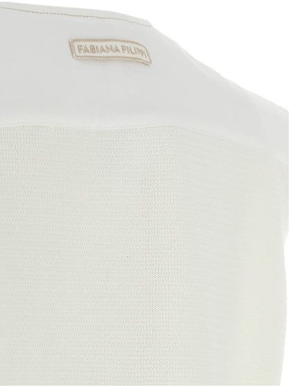 Fabiana Filippi White Cotton Sleeveless Jacket