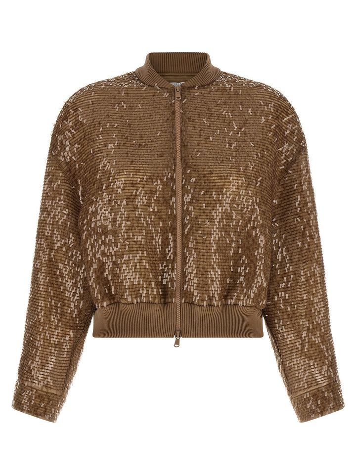 Brunello Cucinelli Brown Silk Cardigan