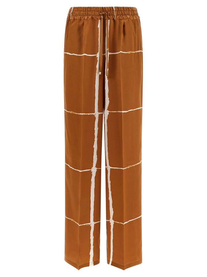 Kiton Brown Silk Casual Pants