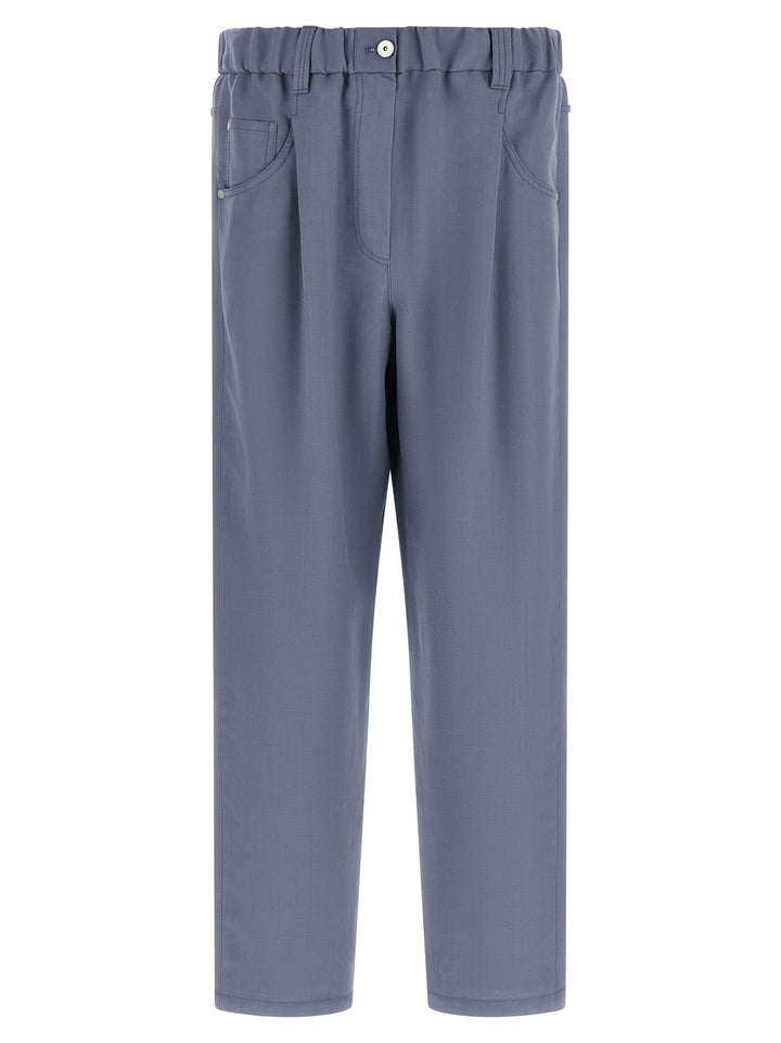 Brunello Cucinelli Blue Viscose Casual Pants