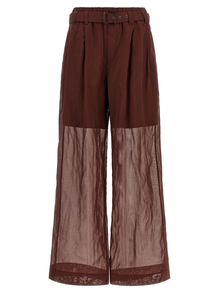 Brunello Cucinelli Bordeaux Cotton Flared Pants