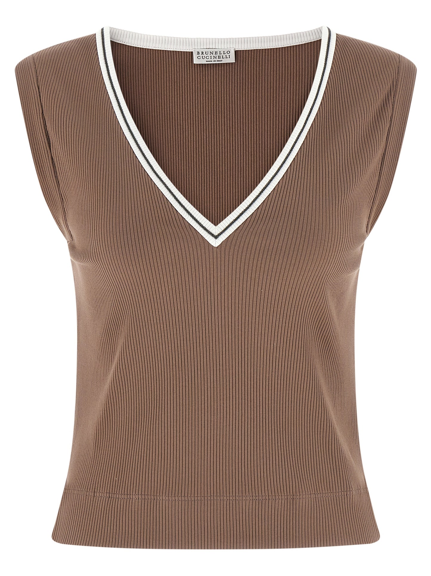 Brunello Cucinelli Brown Cotton Tank Tops