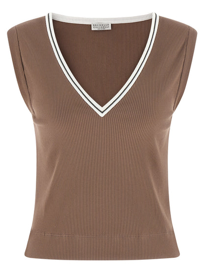 Brunello Cucinelli Brown Cotton Tank Tops