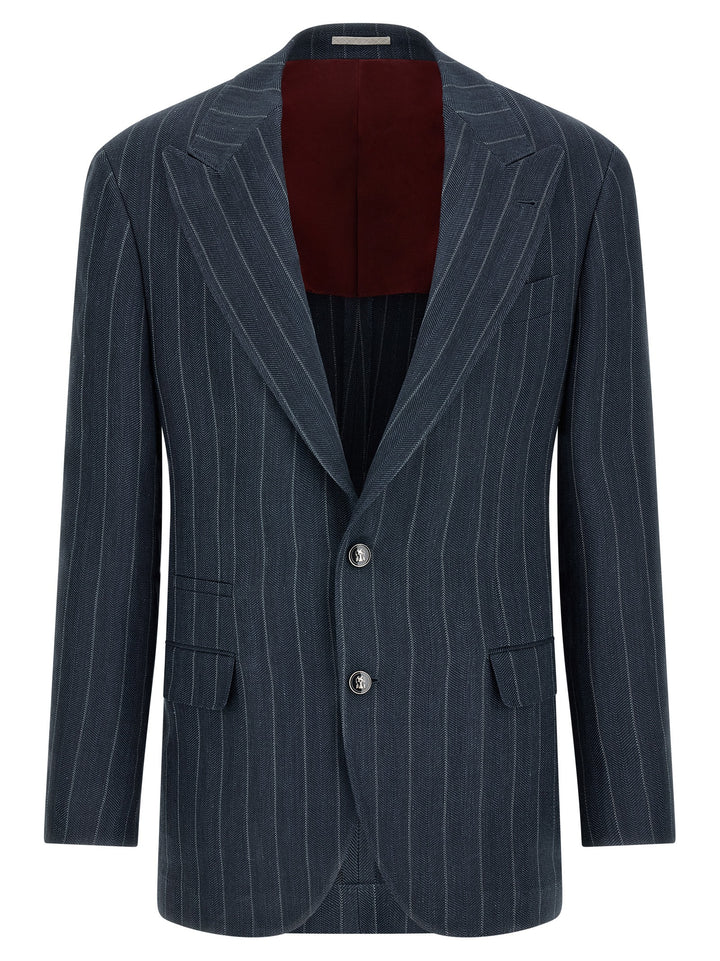 Brunello Cucinelli Blue Hemp Blazer
