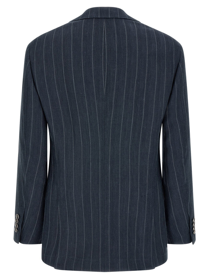 Brunello Cucinelli Blue Hemp Blazer