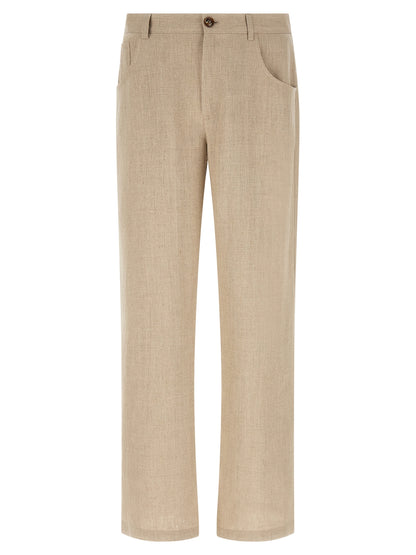 SÉFR Beige Linen Casual Pants