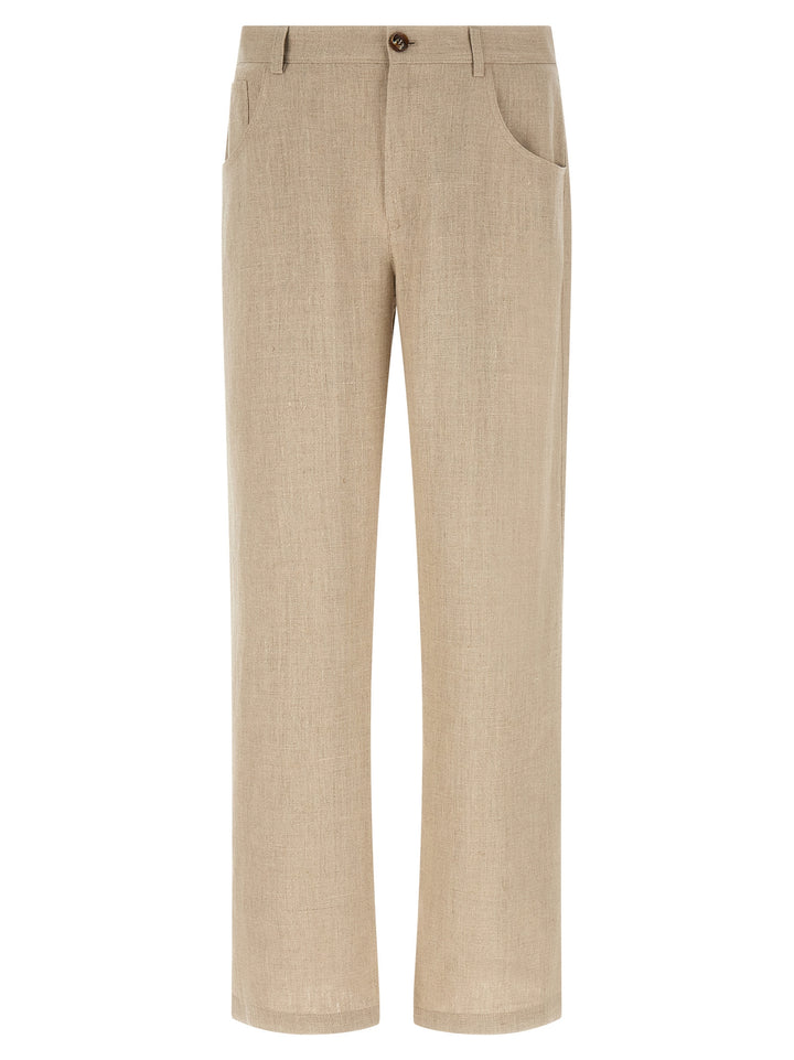 SÉFR Beige Linen Casual Pants