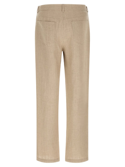 SÉFR Beige Linen Casual Pants