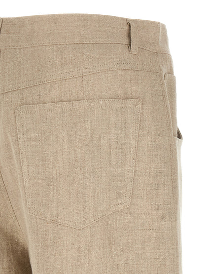 SÉFR Beige Linen Casual Pants