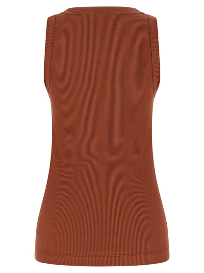 Brunello Cucinelli Brown Cotton Sleeveles T-Shirt