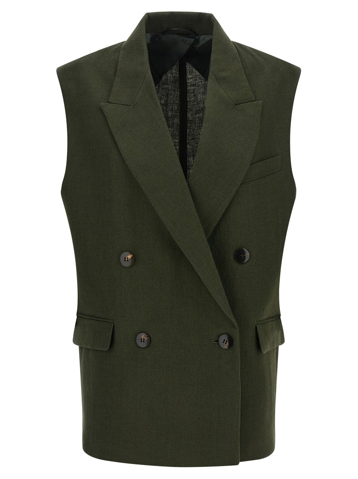 Max Mara Bicolor Linen Sleeveless Jacket