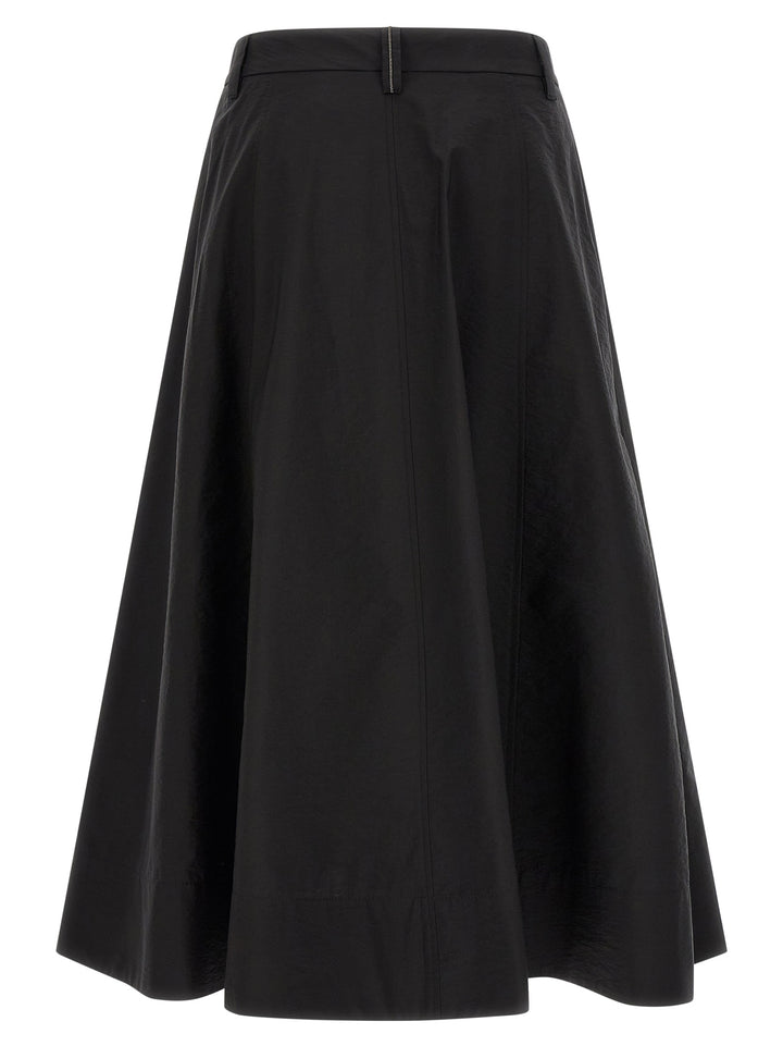 Brunello Cucinelli Black Cotton Midi Skirt