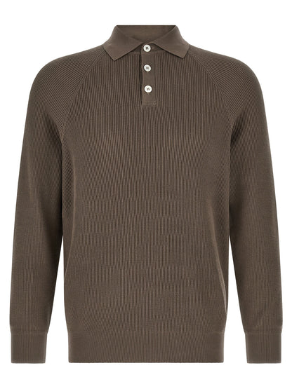 Brunello Cucinelli Brown Cotton Polo Shirt