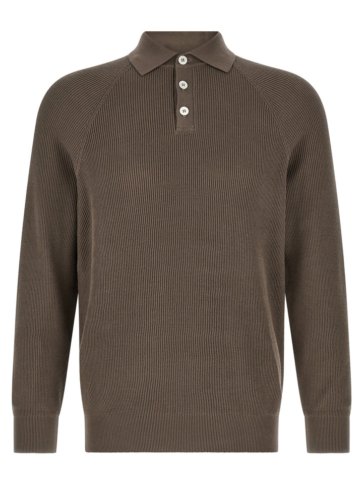 Brunello Cucinelli Brown Cotton Polo Shirt