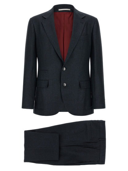 Brunello Cucinelli Blue Silk Two-Piece Suit