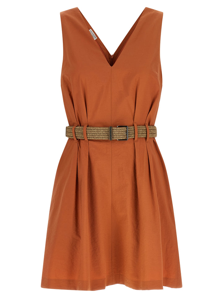 Brunello Cucinelli Orange Cotton Short Dress