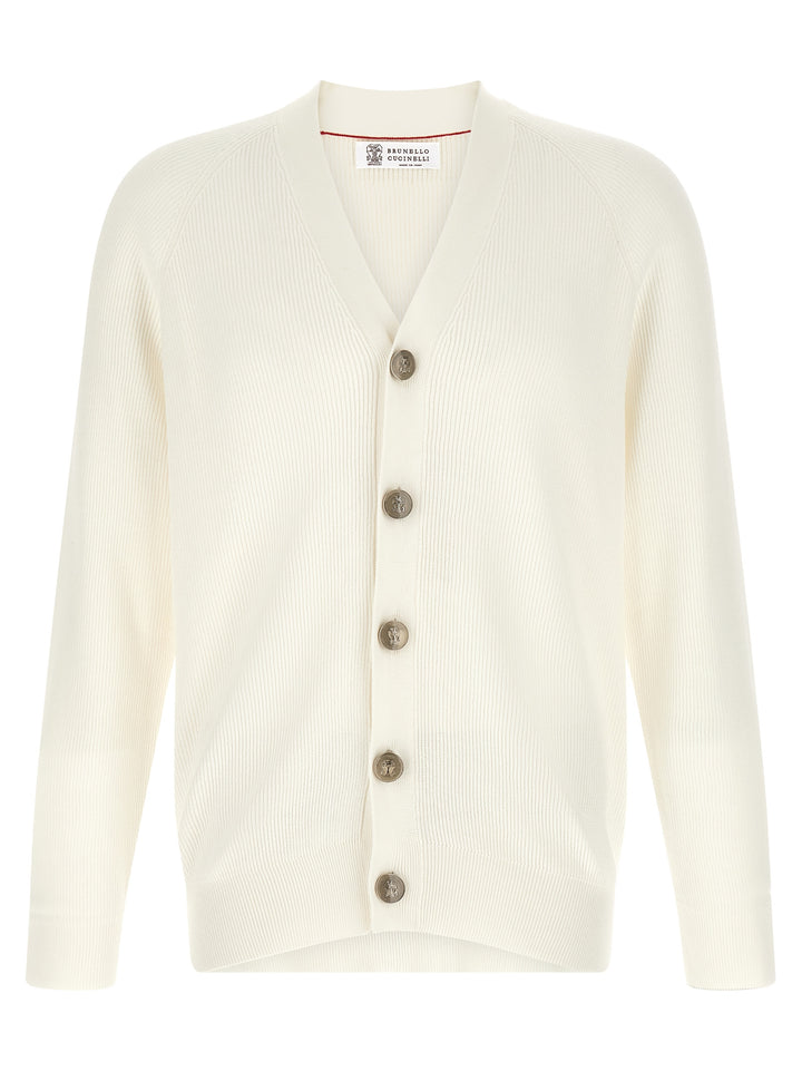 Brunello Cucinelli White Cotton Cardigan